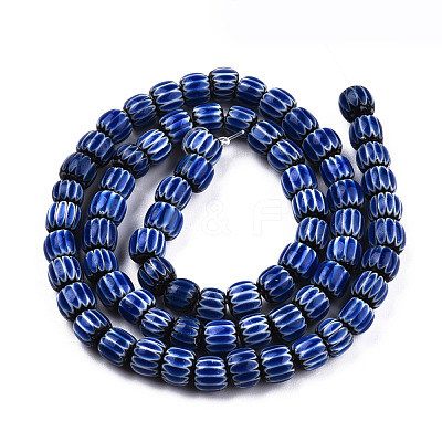 Handmade Lampwork Chevron Beads Strands LAMP-N023-003-01-1