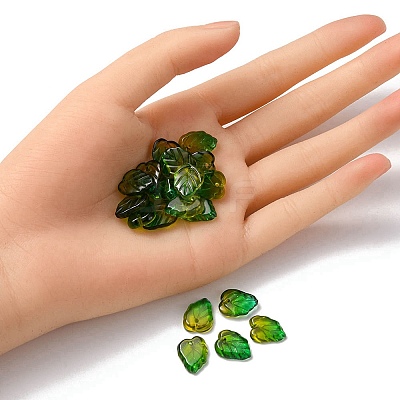 Autumn Theme Two-Tone Transparent Glass Charms GLAA-YW0001-53A-1