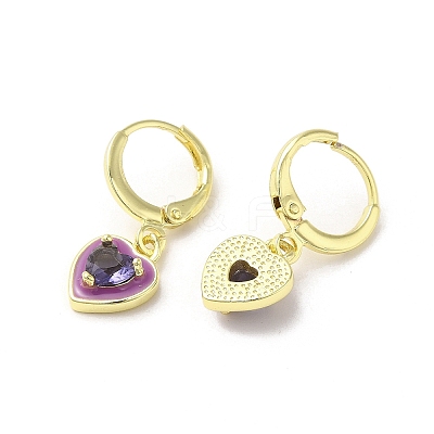 Heart Golden Brass Dangle Leverback Earrings EJEW-L268-025G-02-1