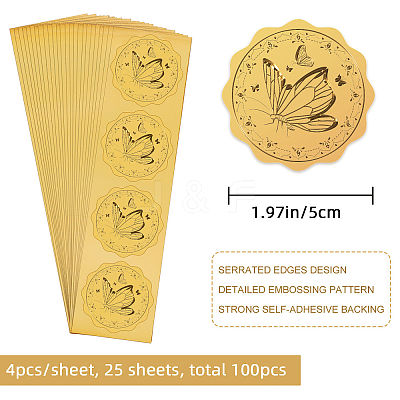 Plastic Self Adhesive Gold Foil Embossed Stickers DIY-WH0211-129-1