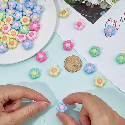 60Pcs Two Tone Opaque Acrylic Beads SACR-SP0001-07-1