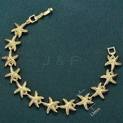 Summer Beach Brass Starfish Link Chain Bracelets BJEW-C118-04G-1