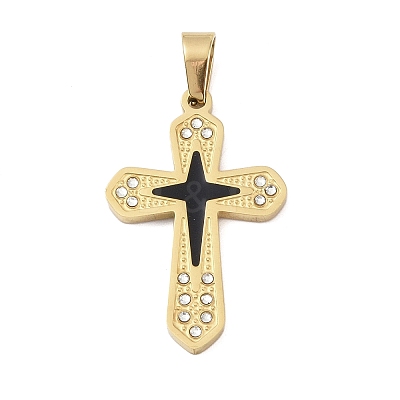 Ion Plating(IP) 304 Stainless Steel Enamel Rhinestone Pendants STAS-Q325-05I-G-1