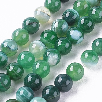 Natural Striped Agate/Banded Agate Beads X1-G-G582-8mm-58-1