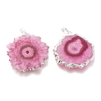 Dyed Natural Druzy Solar Quartz Crystal Pendants G-F693-01A-S-1