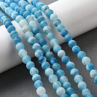 Natural & Dyed Crackle Agate Bead Strands G-T056-6mm-07-1