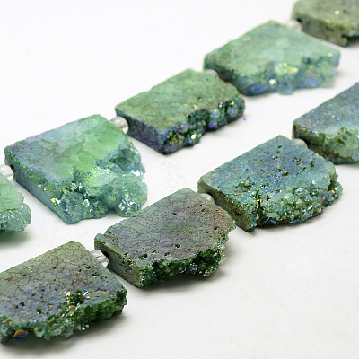 Electroplated Natural Druzy Crystal Beads Strands G-N0257-07-1