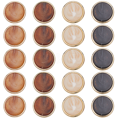 20Pcs 4 Colors 1-Hole Zinc Alloy Resin Buttons BUTT-AR0001-28-1