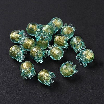 Handmade Gold Foil Lampwork Glass Beads X1-LAMP-G158-02C-1