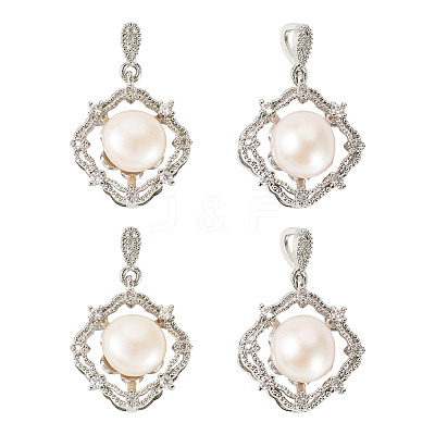 4Pcs Natural Pearl Pendants PALLOY-TAC0181-1