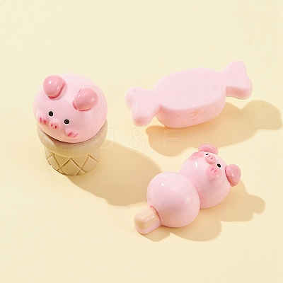 10Pcs 10 Styles Opaque Resin Cute Pig Imitation Food Decoden Cabochons CRES-FS0001-13-1