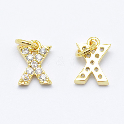 Brass Micro Pave Grade AAA Cubic Zirconia Charms X-ZIRC-P067-11G-X-NR-1