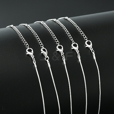 5Pcs Brass Round Snake Chain Necklace Making MAK-YW0001-22-1