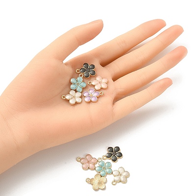 20Pcs 5 Colors Light Gold Plated Alloy Enamel Pendants ENAM-YW0002-93-1