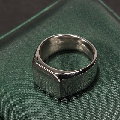 Square 304 Stainless Steel Finger Rings WGB1DFB-20-1