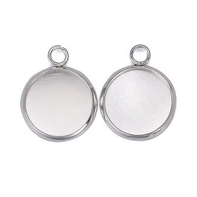 304 Stainless Steel Pendant Cabochon Settings STAS-F191-14S-C-1