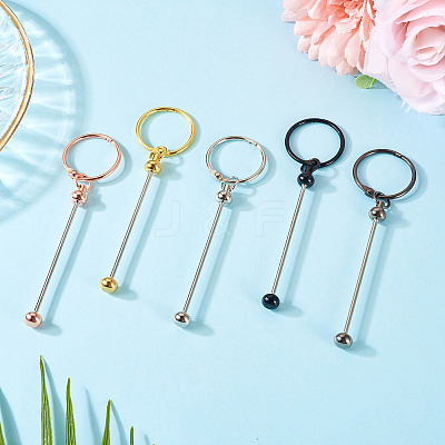 15Pcs 5 Colors Iron Bar Beadable Keychain Clasps AJEW-TA0002-14-1
