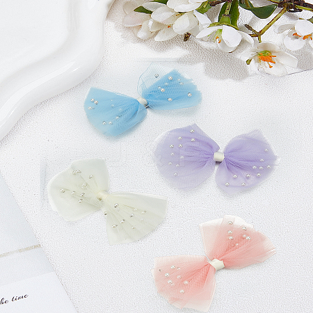 4Pcs 4 Colors Bowknot Polyester Alligator Hair Clips PHAR-LP0002-38-1