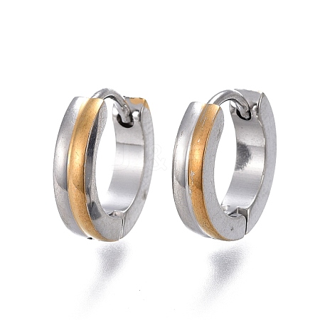 Two Tone 304 Stainless Steel Huggie Hoop Earrings EJEW-L252-038-1