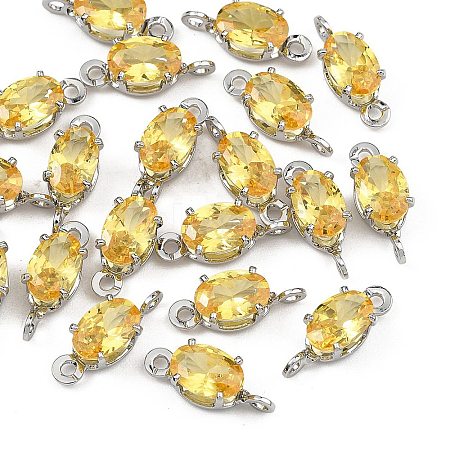 SHEGRACE Brass Pave Cubic Zirconia Oval Connector Charms XGRQ2O264-437C-P-1