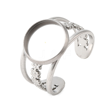 304 Stainless Steel Cuff Ring Components STAS-V012-01B-P-1