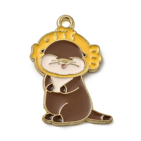 Golden Plated Alloy Enamel Pendants ENAM-L049-02G-01-1