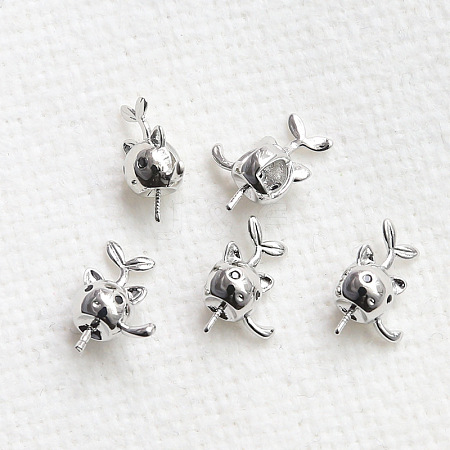 Cat Shaped Brass Peg Bails Pin Charms BAPE-PW0002-04P-1