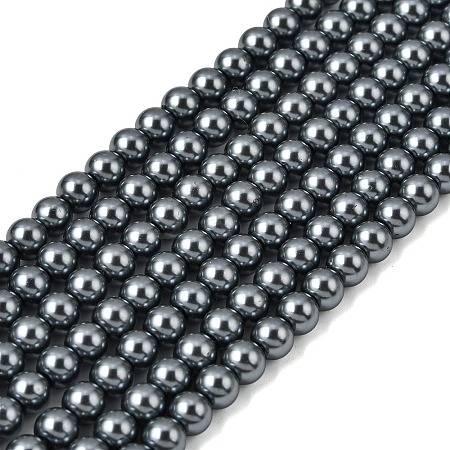Eco-Friendly Dyed Glass Pearl Round Beads Strands HY-A002-6mm-RB077-1