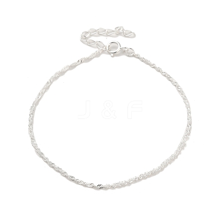 925 Sterling Silver Rope Chain Bracelets for Women BJEW-E101-01S-07-1