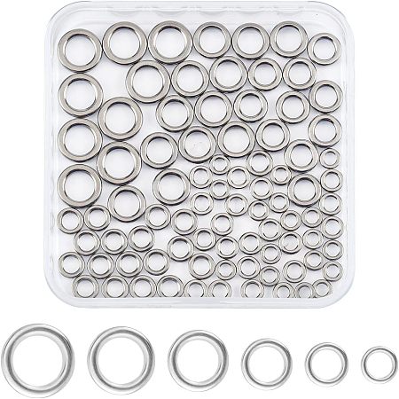 SUPERFINDINGS 60Pcs 6 Style 201 Stainless Steel Fishing Rod Guide Round Rings FIND-FH0004-93-1