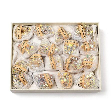 Electroplate Natural Citrine Cluster Display Decorations G-H084-04-1