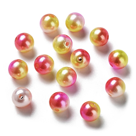 Rainbow ABS Plastic Imitation Pearl Beads OACR-Q174-12mm-17-1