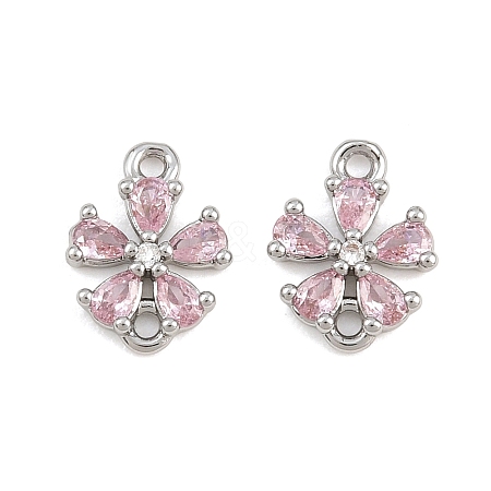 Brass Pave Pink Cubic Zirconia Connector Charms CU-CBAA6E8-01P-1