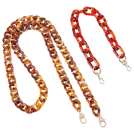 2Pcs 2 Style Acrylic Curb Chain Bag Strap FIND-WR0002-17-1