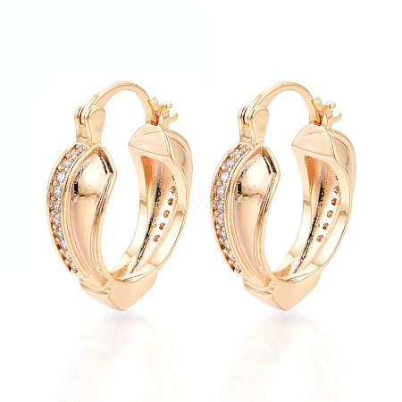 Brass Micro Pave Cubic Zirconia Heart Hoop Earrings EJEW-T048-36G-1