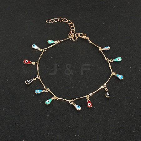 Alloy Colorful Enamel Charm Bar Link Chain Anklets for Women FS-WG66C6C-03-1