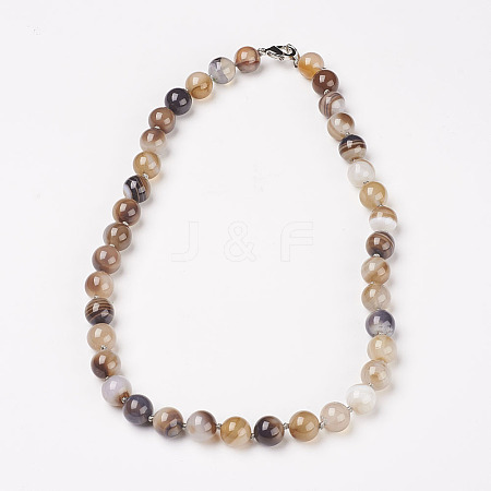 Natural Dyed Agate Beads Necklaces NJEW-F139-6mm-15-1