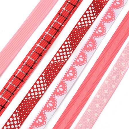 3Rolls Polyester Ribbons & 3Rolls Polyester Grosgrain Ribbons SRIB-F009-02-1