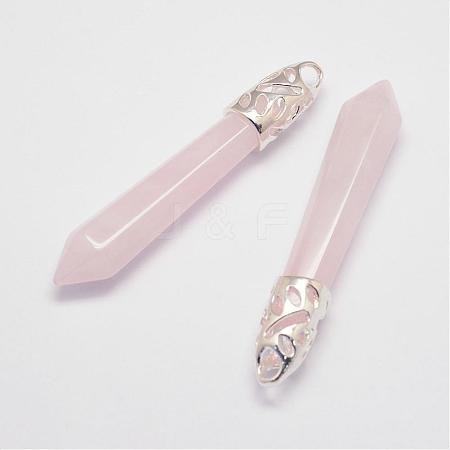 Natural Rose Quartz Big Pointed Pendants G-D860-C07-P-1