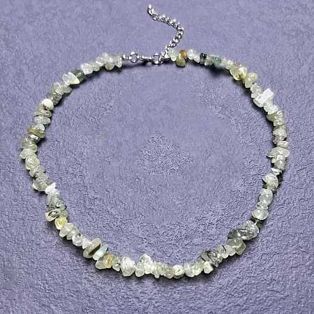 Natural Prehnite Chip Beaded Necklaces for Women IW6789-57-1