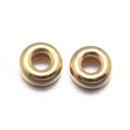 Real 18K Gold Plated Flat Round 925 Sterling Silver Spacer Beads STER-M101-10-3.5mm-1