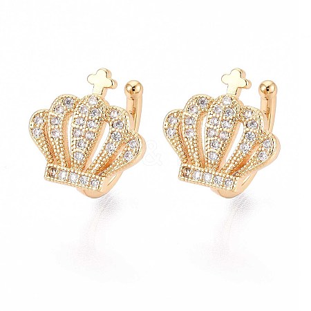 Brass Micro Pave Clear Cubic Zirconia Cuff Earrings EJEW-T047-74G-1