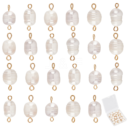 30Pcs Natural Cultured Freshwater Pearl Connector Charms PALLOY-SC00003-1