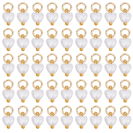 200Pcs Heart ABS Imitation Pearl Pendants PALLOY-BM00021-1