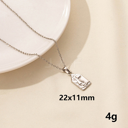 Stainless Steel Abstract Face Pendant Necklaces HK0528-11-1