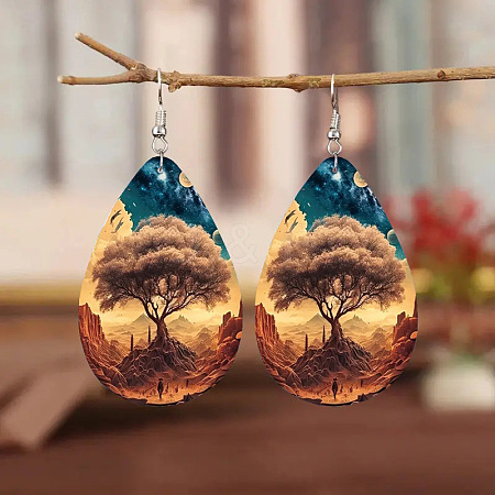 Iron & Imitation Leather Dangle Earrings WGA6ACA-01-1