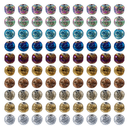 100Pcs 10 Colors Electroplated Natural Lava Rock Beads Strands G-PJ0001-03C-1