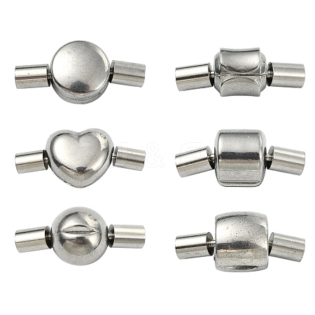 6Pcs 6 Styles 304 Stainless Steel Box Clasps STAS-CJ0002-72-1