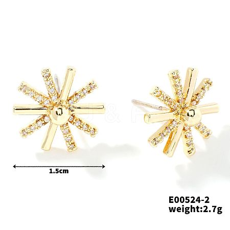 French Style Sunflower Stud Earrings with Rhinestones YY5133-2-1