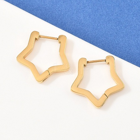3304 Stainless Steel Star Hoop Earrings EJEW-P324-02G-1